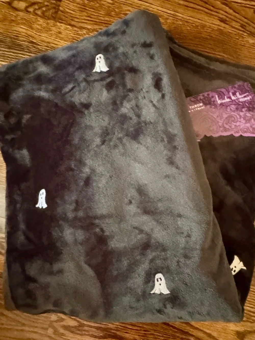 Halloween Blanket/Throw with Ghost Embroidery- So Soft & Beautiful!
